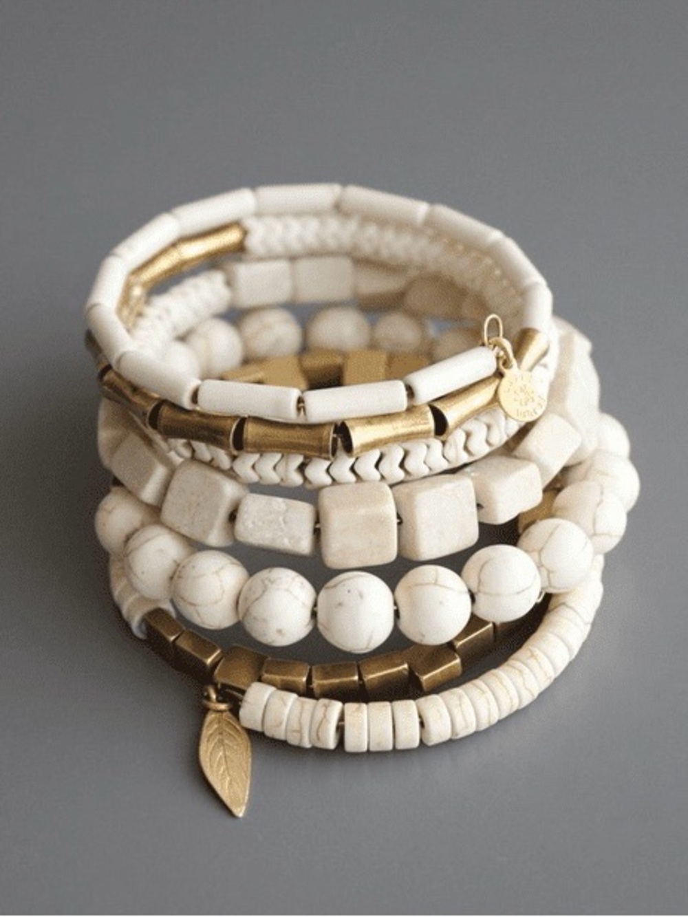 David Aubrey Ivory and Gold Beaded Wrap Bracelet